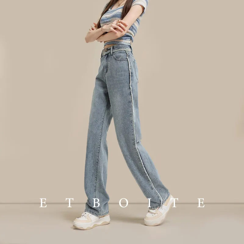 FAWENXIANGZI Jeans Women's Vintage Blue-1