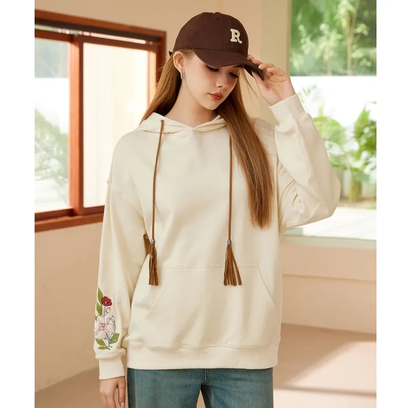 FAWENXIANGZI Sweatshirt Women's Ecru-3
