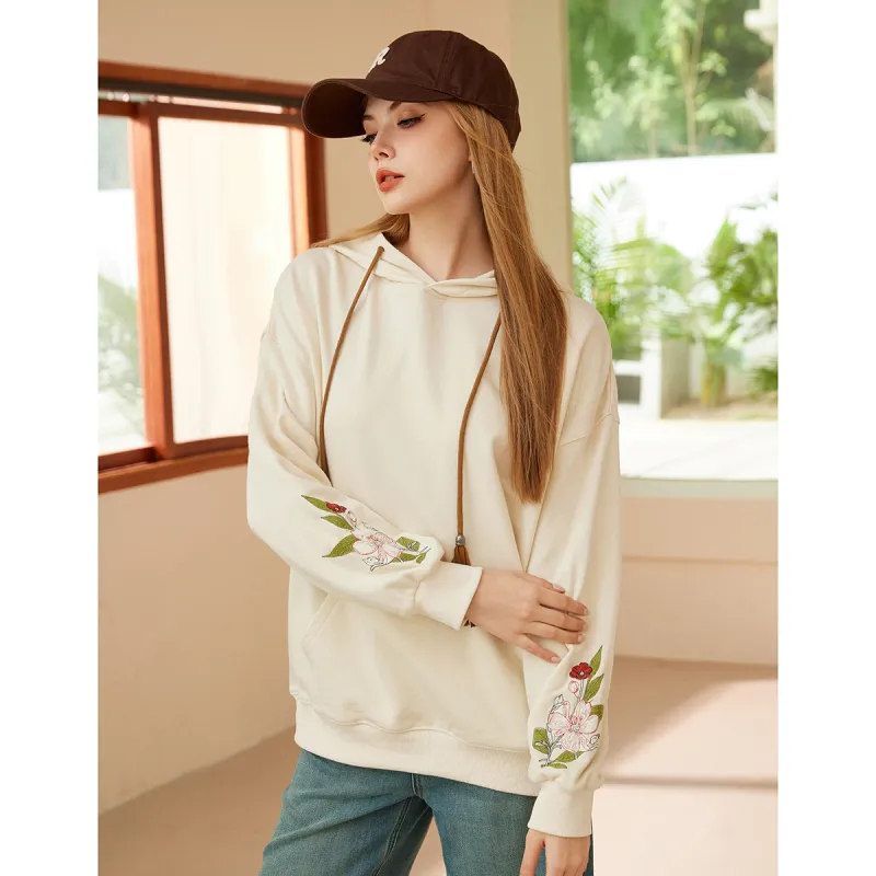 FAWENXIANGZI Sweatshirt Women's Ecru-5