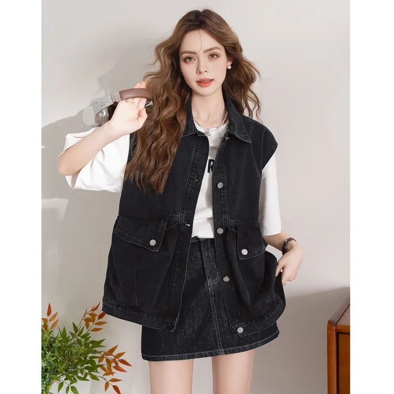 FAWENXIANGZI Vest Women's Black-4