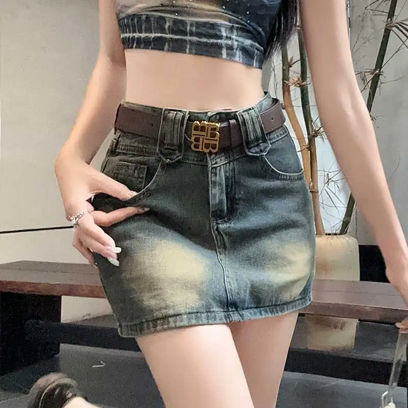 FAWENXIANGZI Denim Short Skirts Women's-2