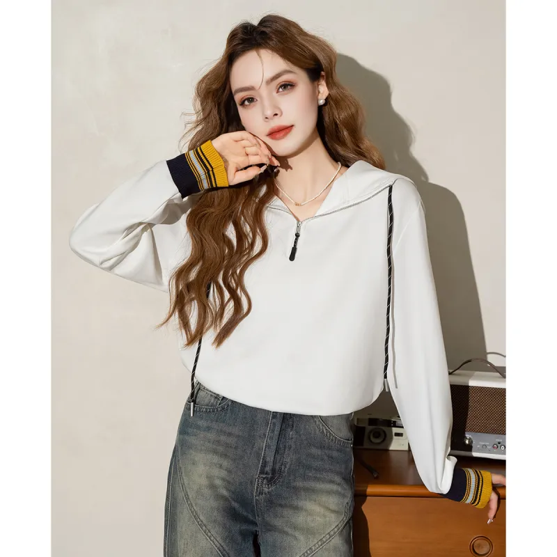 FAWENXIANGZI Sweatshirt Women's White-4