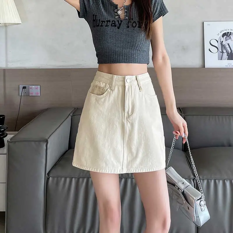 FAWENXIANGZI Denim Short Skirts Women's-5