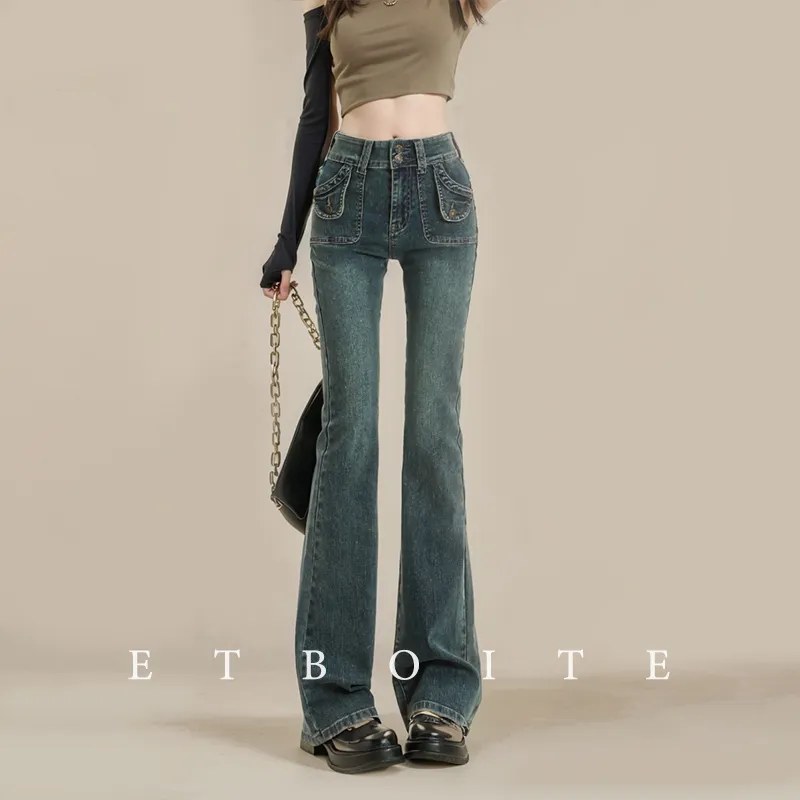 FAWENXIANGZI Jeans Women's Nostalgic Blue-4
