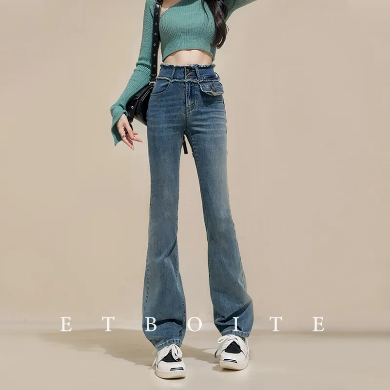 FAWENXIANGZI Jeans Women's Vintage Blue-37