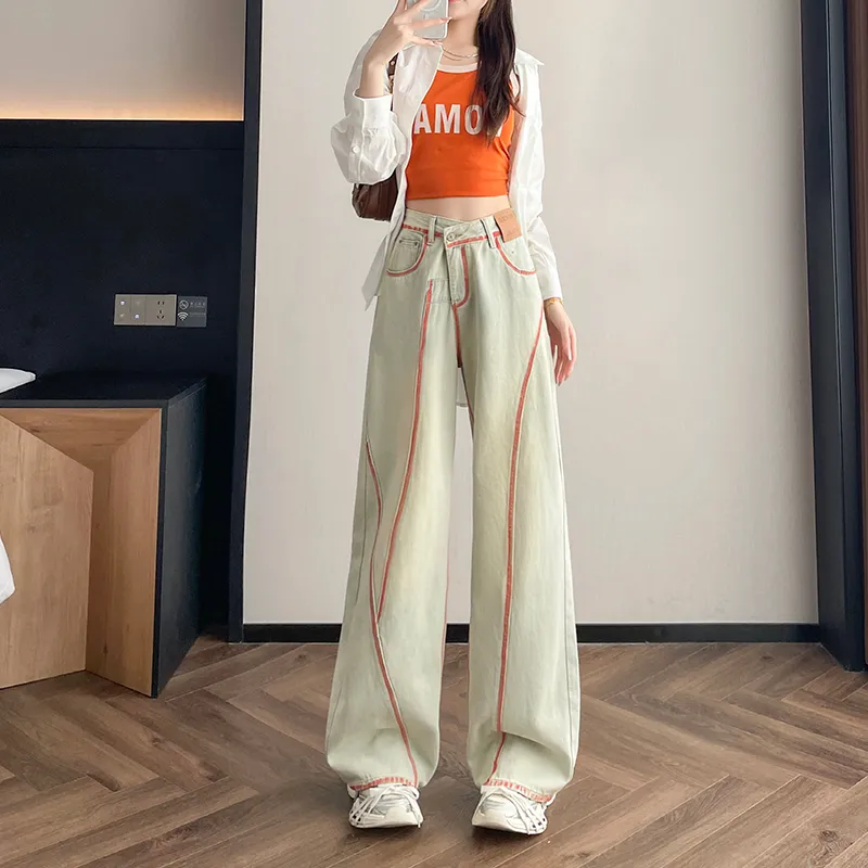 FAWENXIANGZI Jeans Women's Blue-4