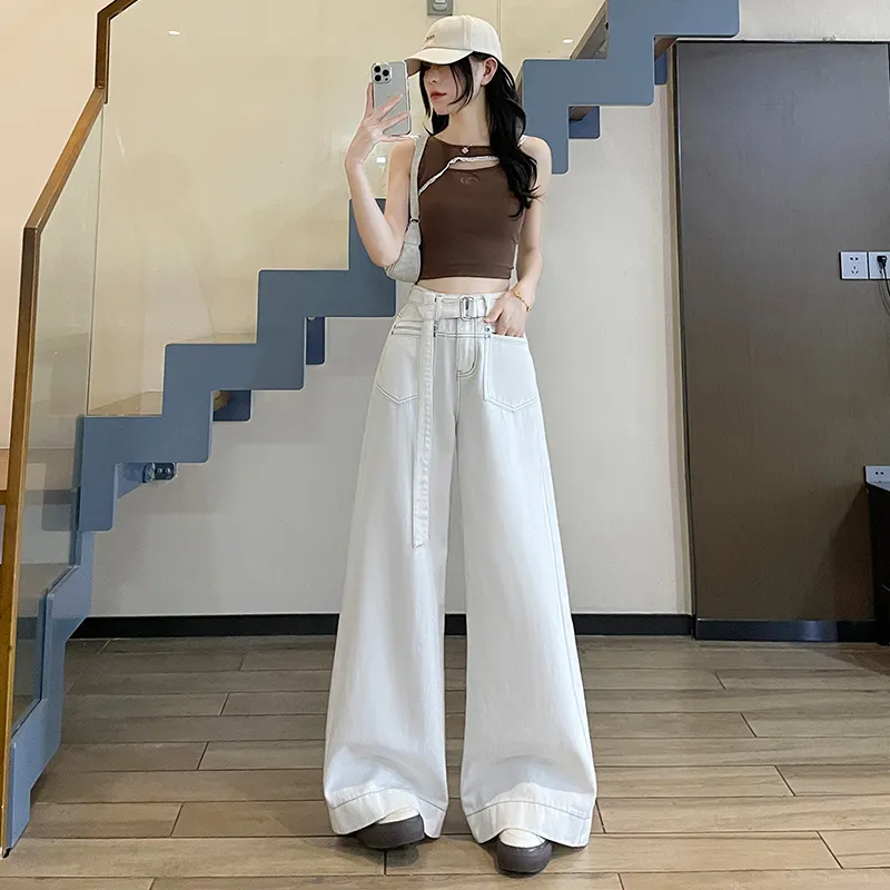 FAWENXIANGZI Jeans Women's White-4