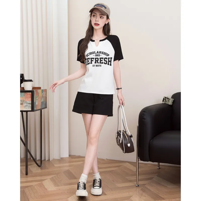 FAWENXIANGZI Raglan Sleeve T Shirt Women's-1