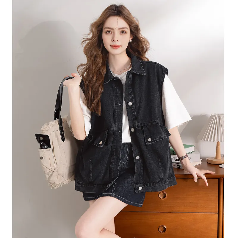 FAWENXIANGZI Vest Women's Black-1