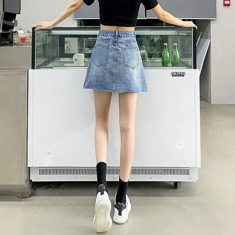 FAWENXIANGZI Denim Short Skirts Women's-1