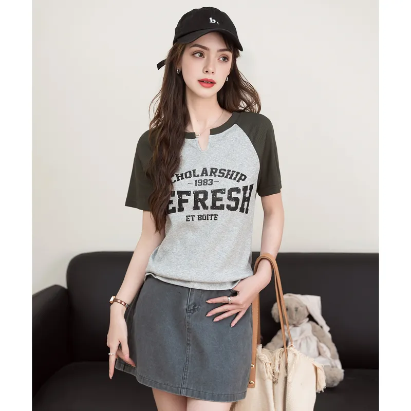 FAWENXIANGZI Raglan Sleeve T Shirt Women's-6