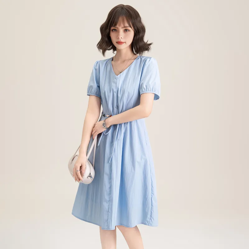 FAWENXIANGZI Short Sleeved Dress Women's-4