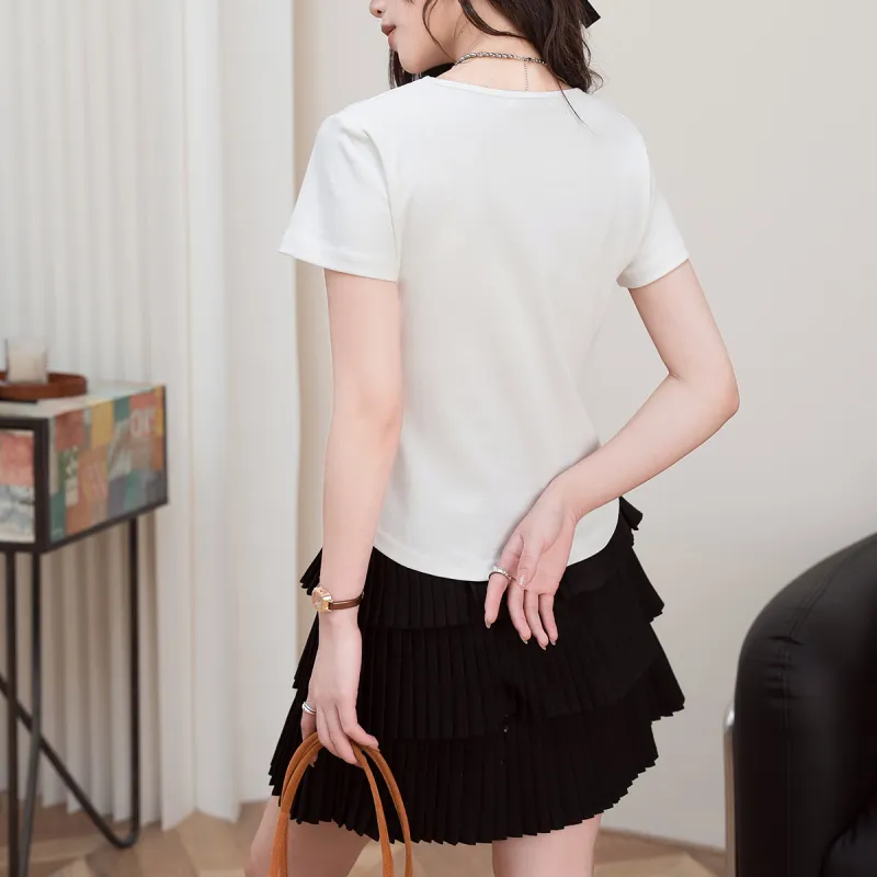 FAWENXIANGZI Regular T Shirt Women's White-0