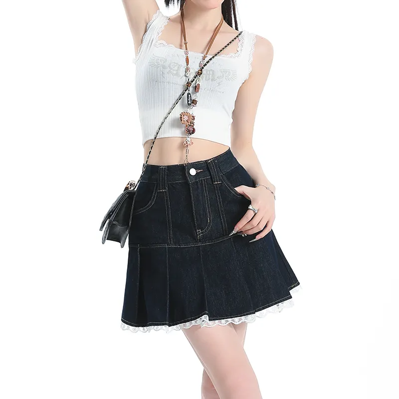 FAWENXIANGZI Denim Short Skirts Women's-2
