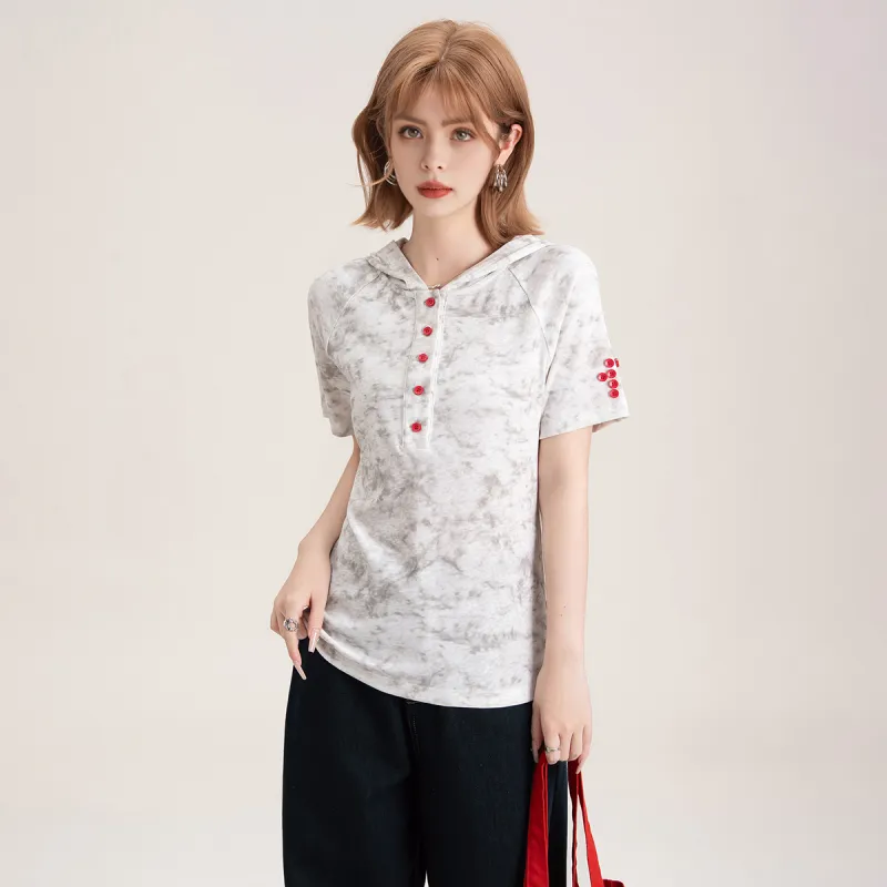 FAWENXIANGZI T Shirts Women's Gray White-2