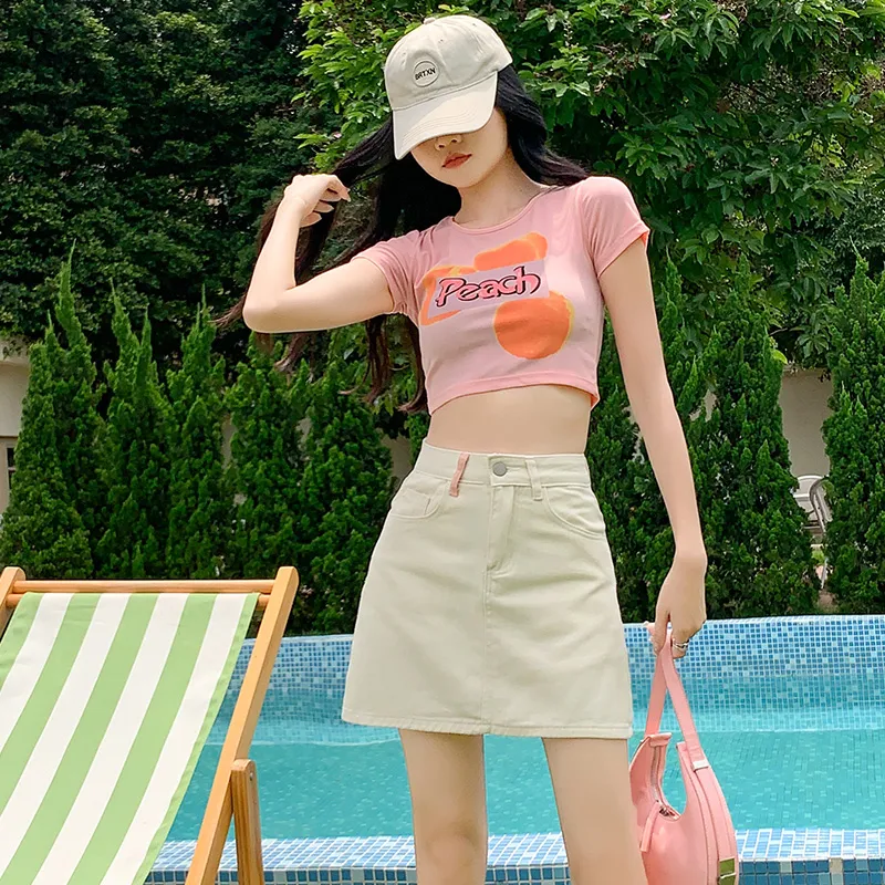 FAWENXIANGZI Denim Short Skirts Women's-6
