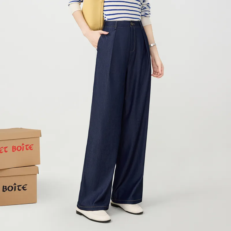FAWENXIANGZI Casual Pants Women's Navy Blue-5