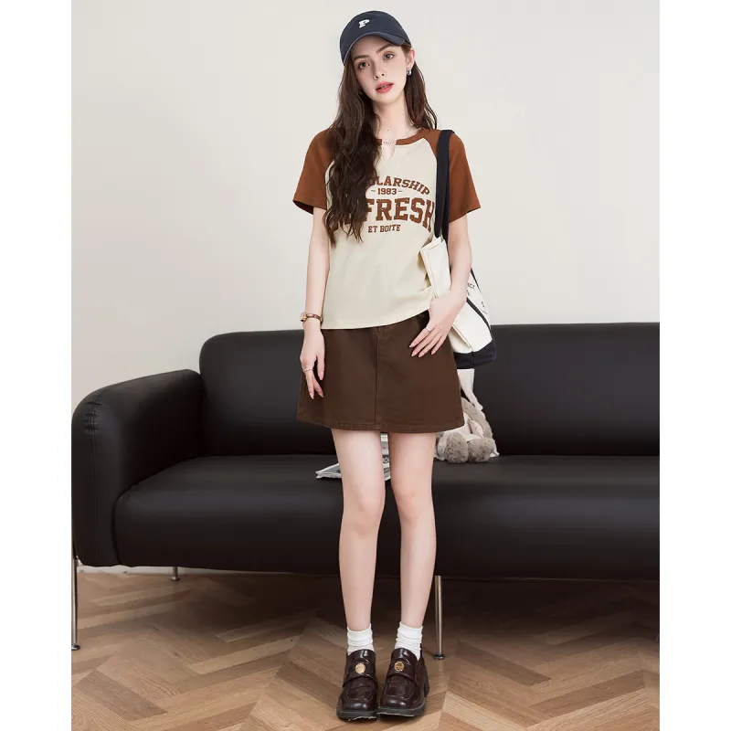 FAWENXIANGZI Raglan Sleeve T Shirt Women's-9