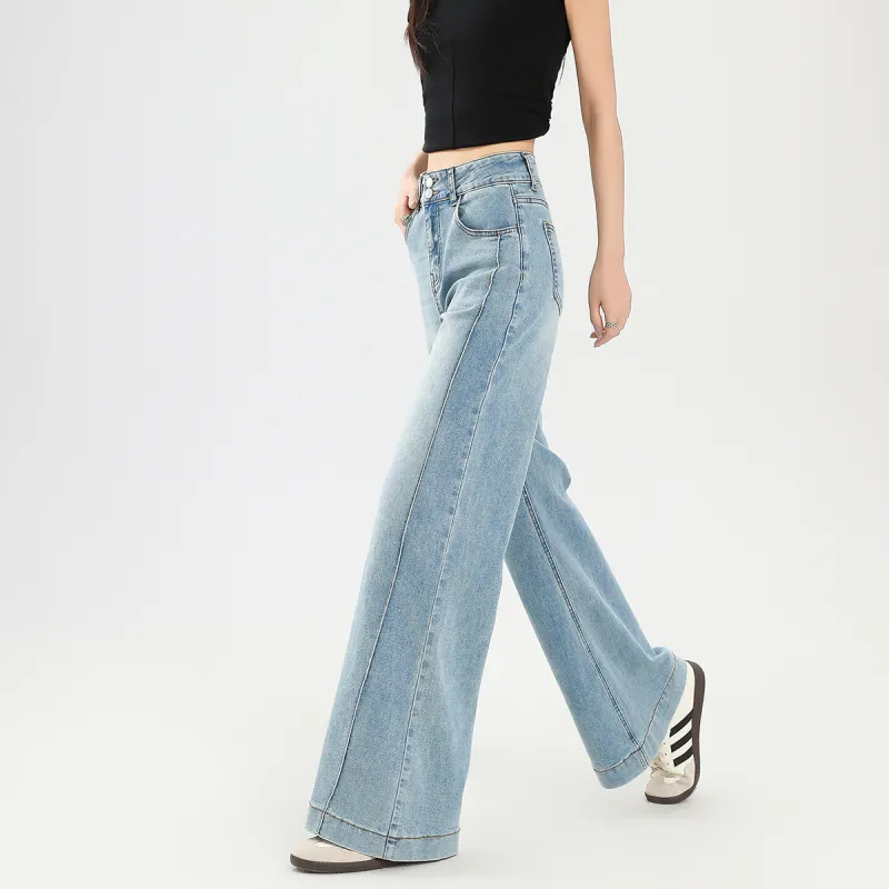 FAWENXIANGZI Jeans Women's Light Blue-3