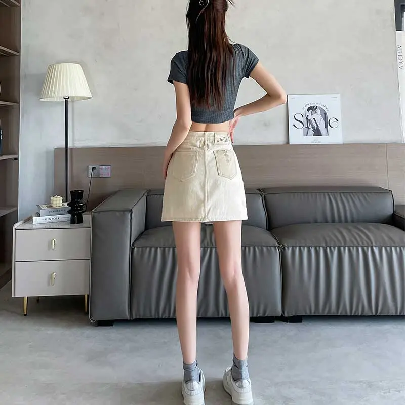 FAWENXIANGZI Denim Short Skirts Women's-6