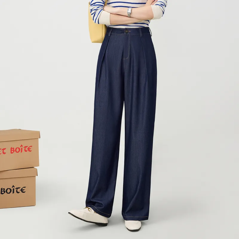 FAWENXIANGZI Casual Pants Women's Navy Blue-4