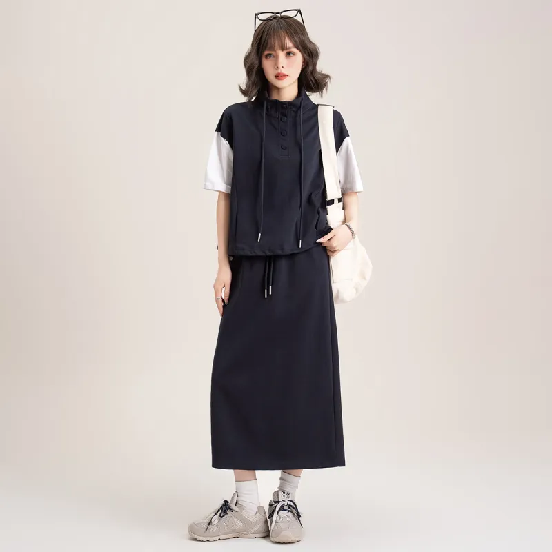 FAWENXIANGZI Two Piece Skirt Sets Women's-5