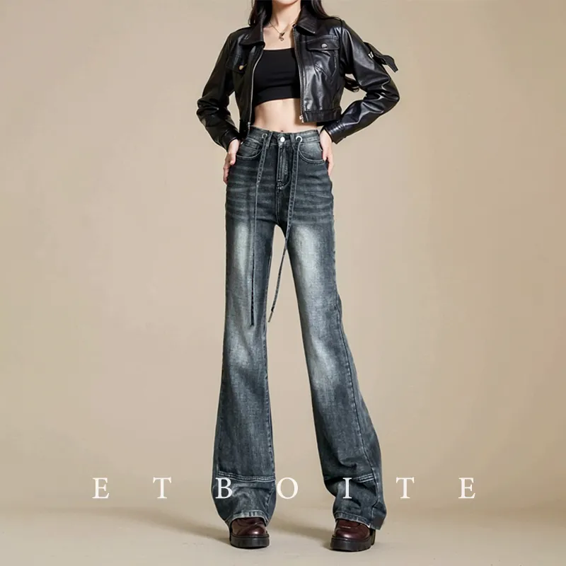 FAWENXIANGZI Jeans Women's Smoke Gray-5
