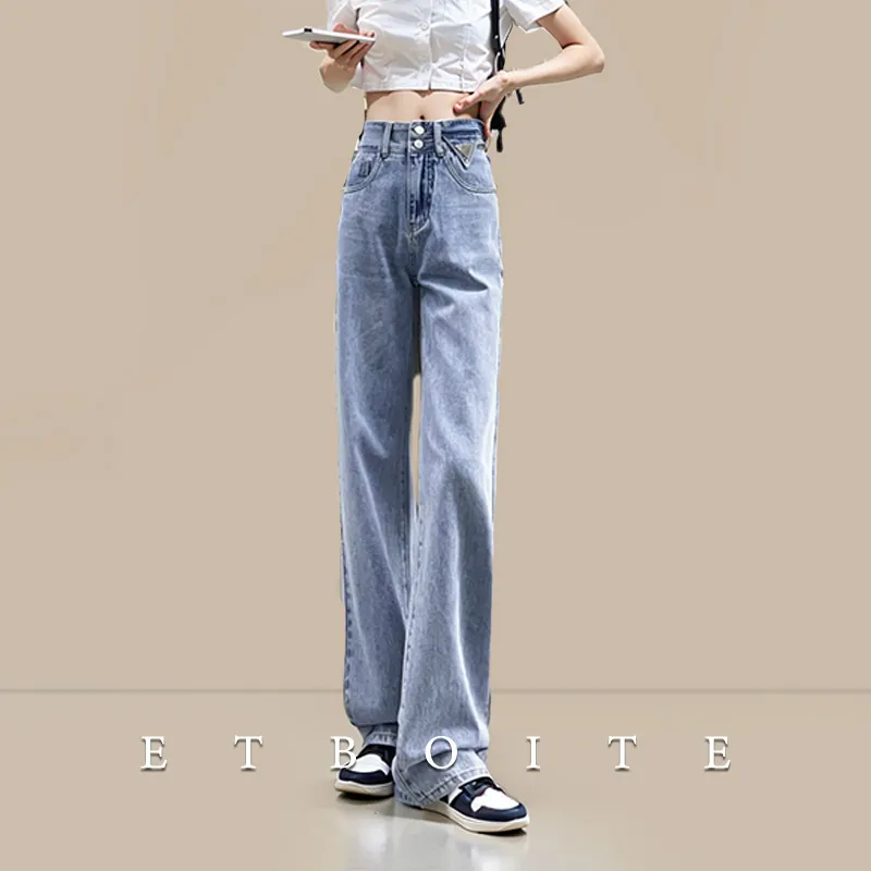 FAWENXIANGZI Jeans Women's Light Blue-2