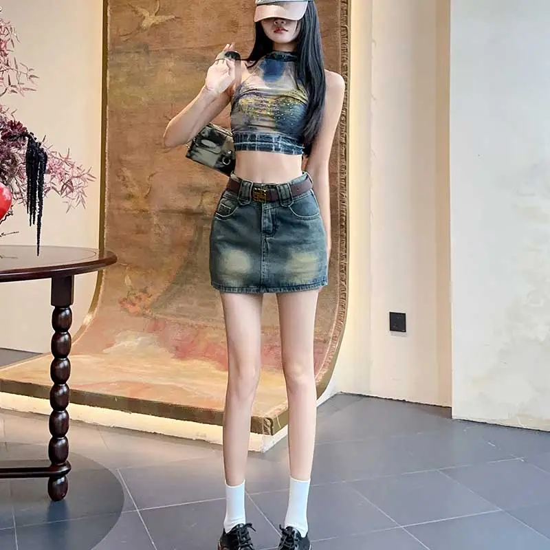 FAWENXIANGZI Denim Short Skirts Women's-1