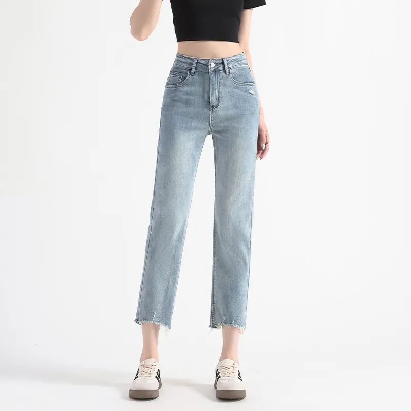 FAWENXIANGZI Jeans Women's Light Blue-2