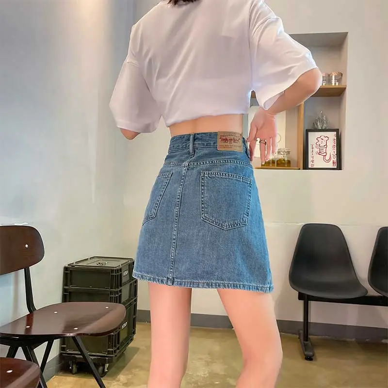 FAWENXIANGZI Denim Short Skirts Women's-4