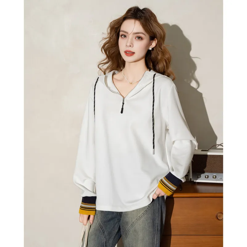 FAWENXIANGZI Sweatshirt Women's White-1