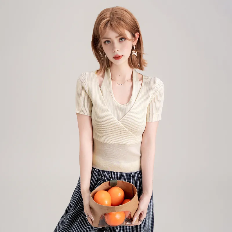 FAWENXIANGZI T Shirts Women's Apricot-4