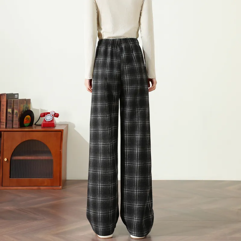 FAWENXIANGZI Casual Pants Women's Black Plaid-5