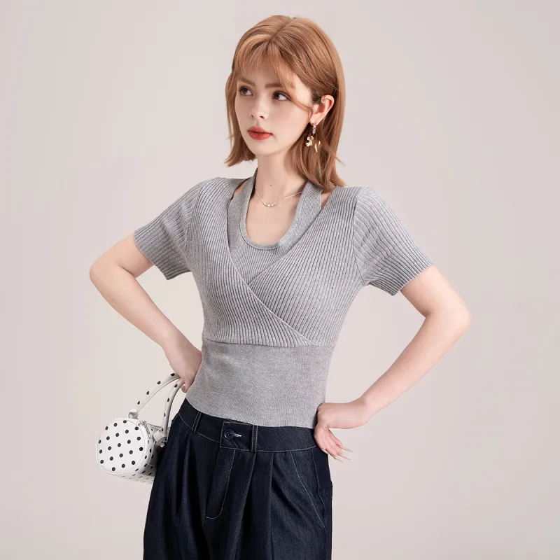 FAWENXIANGZI T Shirts Women's Heather Gray-2