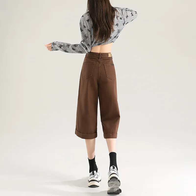 FAWENXIANGZI Jeans Women's Coffee-1