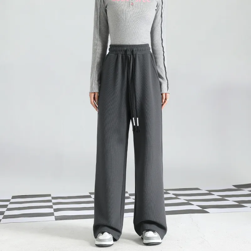 FAWENXIANGZI Knitted Sweatpants Women's Gray-4