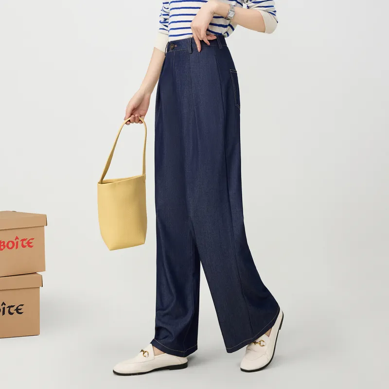 FAWENXIANGZI Casual Pants Women's Navy Blue-6