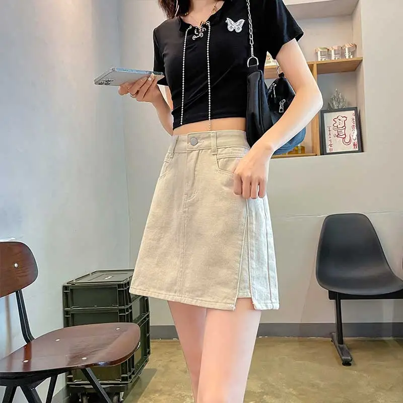 FAWENXIANGZI Denim Short Skirts Women's-8
