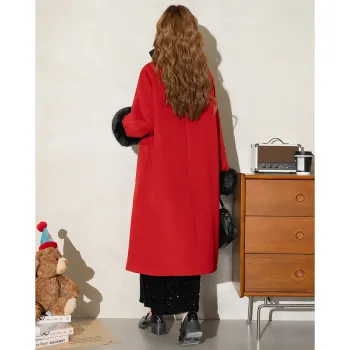 FAWENXIANGZI Coats Women's Red