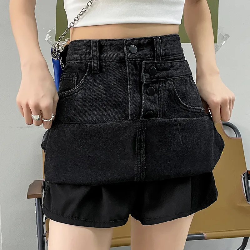 FAWENXIANGZI Denim Short Skirts Women's-7