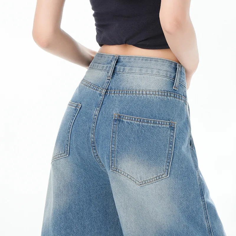 FAWENXIANGZI Jeans Women's Gradient Blue-4