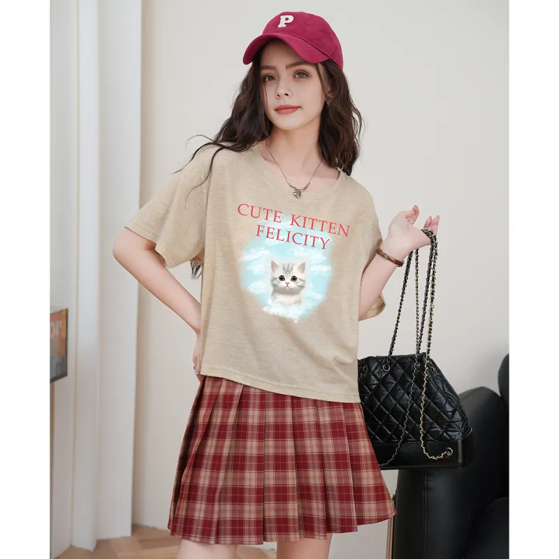 FAWENXIANGZI Drop Shoulder Sleeve T Shirt Women's-9