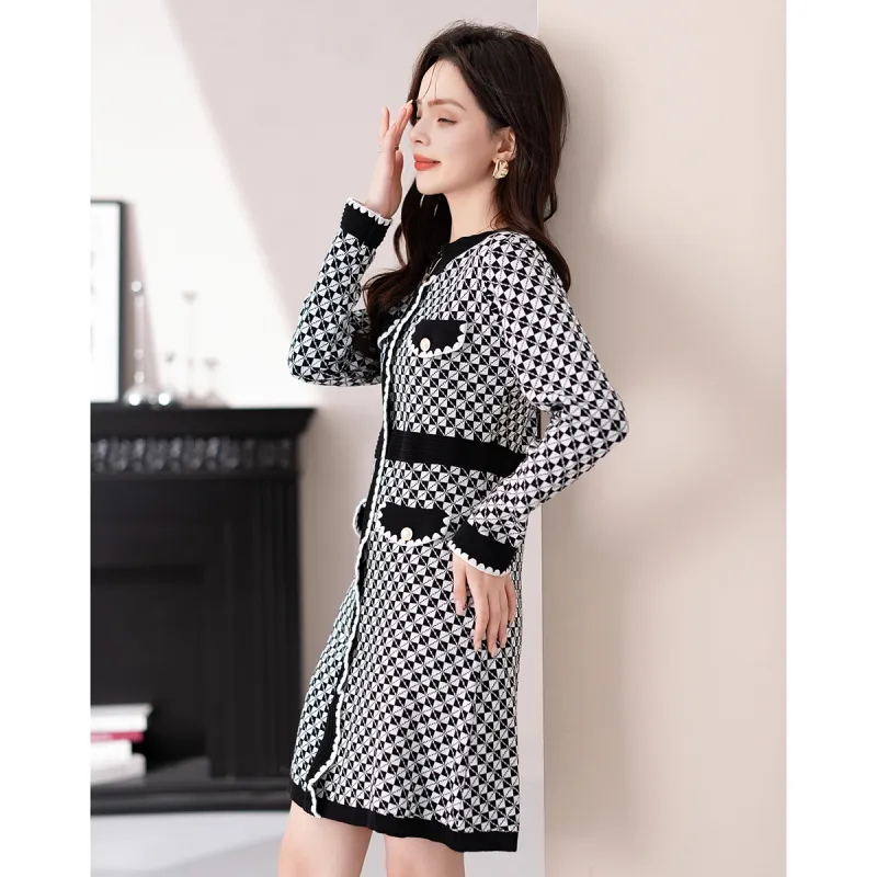 FAWENXIANGZI Long Sleeved Dress Women's-4