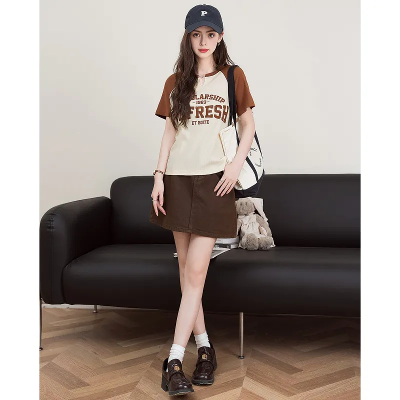 FAWENXIANGZI Raglan Sleeve T Shirt Women's-10