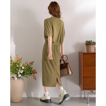 FAWENXIANGZI Two Piece Skirt Sets Women's Army Green