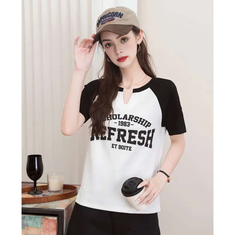 FAWENXIANGZI Raglan Sleeve T Shirt Women's-3