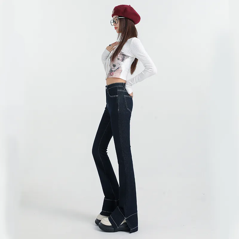 FAWENXIANGZI Jeans Women's Denim Blue-5