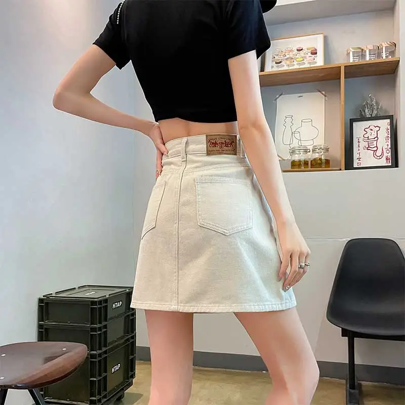 FAWENXIANGZI Denim Short Skirts Women's-9