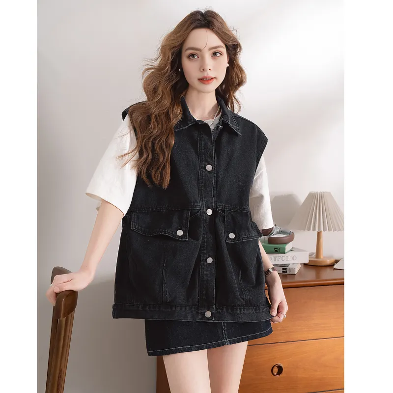 FAWENXIANGZI Vest Women's Black-5